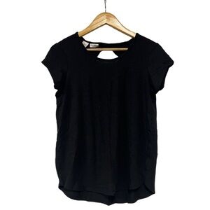 New - Max Studio Women's Black Short Sleeve Scoop Neck Top